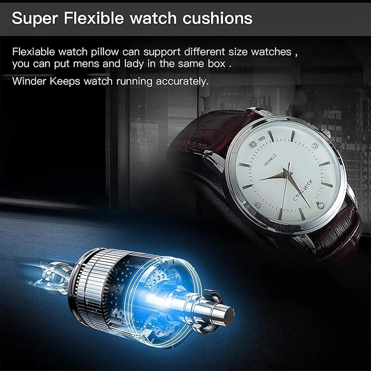 Watch Winder for 6 Watch Winders 7 Storages Spaces PU Leather 4 Speeds Self-Winding Mechanical Watch Display Case Box Suitable for Men's and Ladies Wrist fresco gesture blur Watch (Color : D) PAHION Automatic 