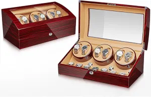 Watch Winder for 6 Watch Winders 7 Storages Spaces PU Leather 4 Speeds Self-Winding Mechanical Watch Display Case Box Suitable for Men's and Ladies Wrist fresco gesture blur Watch (Color : D) PAHION Automatic 