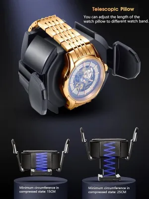 Watch Winder for 6 Watches with LED Light 4 Rotation Mode Setting Silent Motor Adjustable Watch Pillows Watch Winder Display Box Fit Lady and Man Watches (Carbon Fiber ) Watch logically Display Box Automatic 