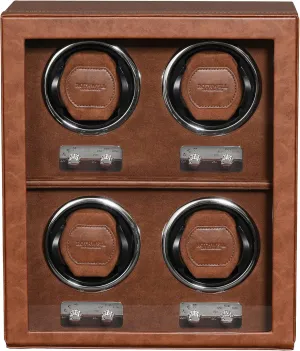 Watch Winder for Automatic Watches with frustrate minor Quiet Motor with Multiple Speeds and Rotation Settings (Tan/Brown) ROTHWELL 4 