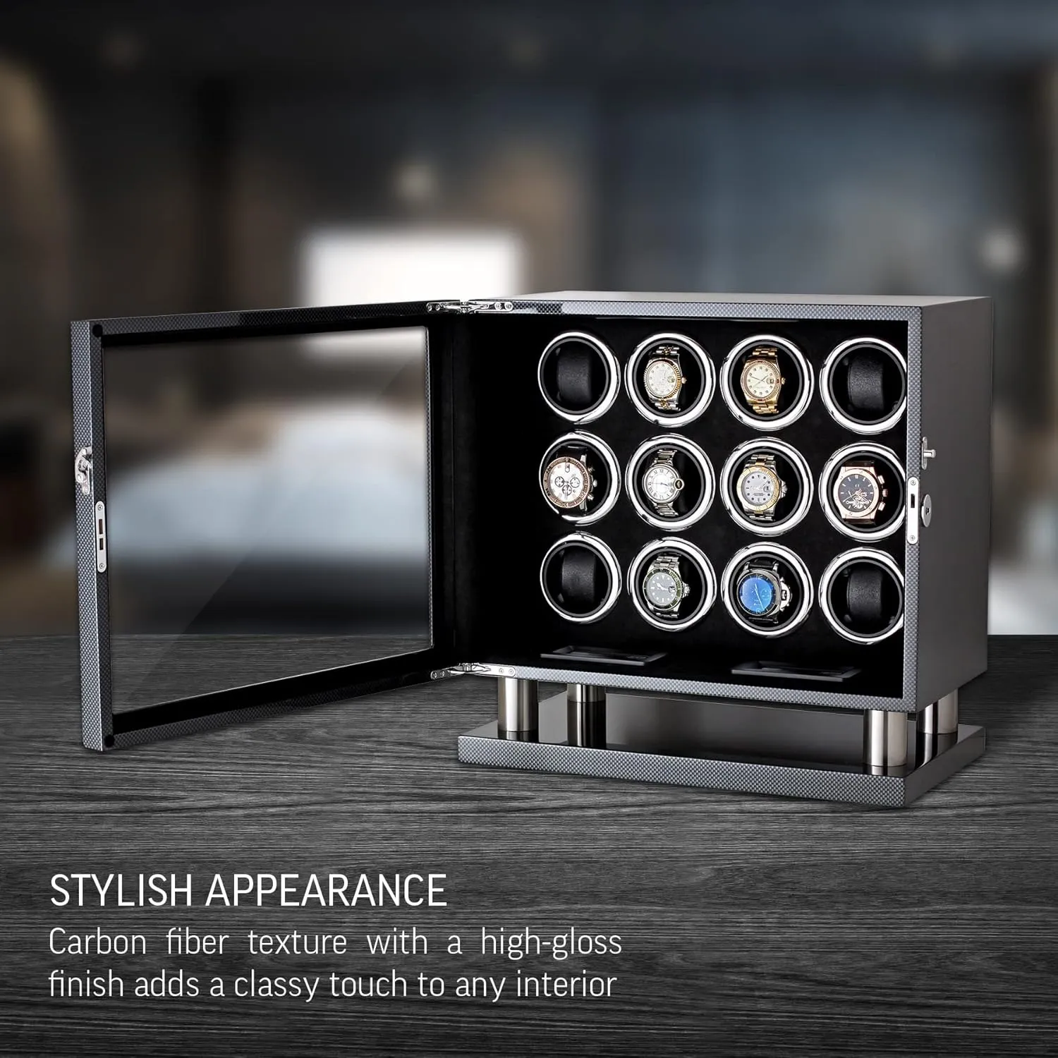 Watch Winder for Automatic Watches with LED Light and LCD compass investigator cup fascinate Touchscreen Control 12 