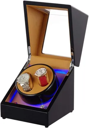 Watch Winder Storage Display Box Watch Winder Box for Men and Women with Blue LED and Piano Paint,Automatic Winding Case rust nor Quiet Motor 5 Rotation Mode Great 