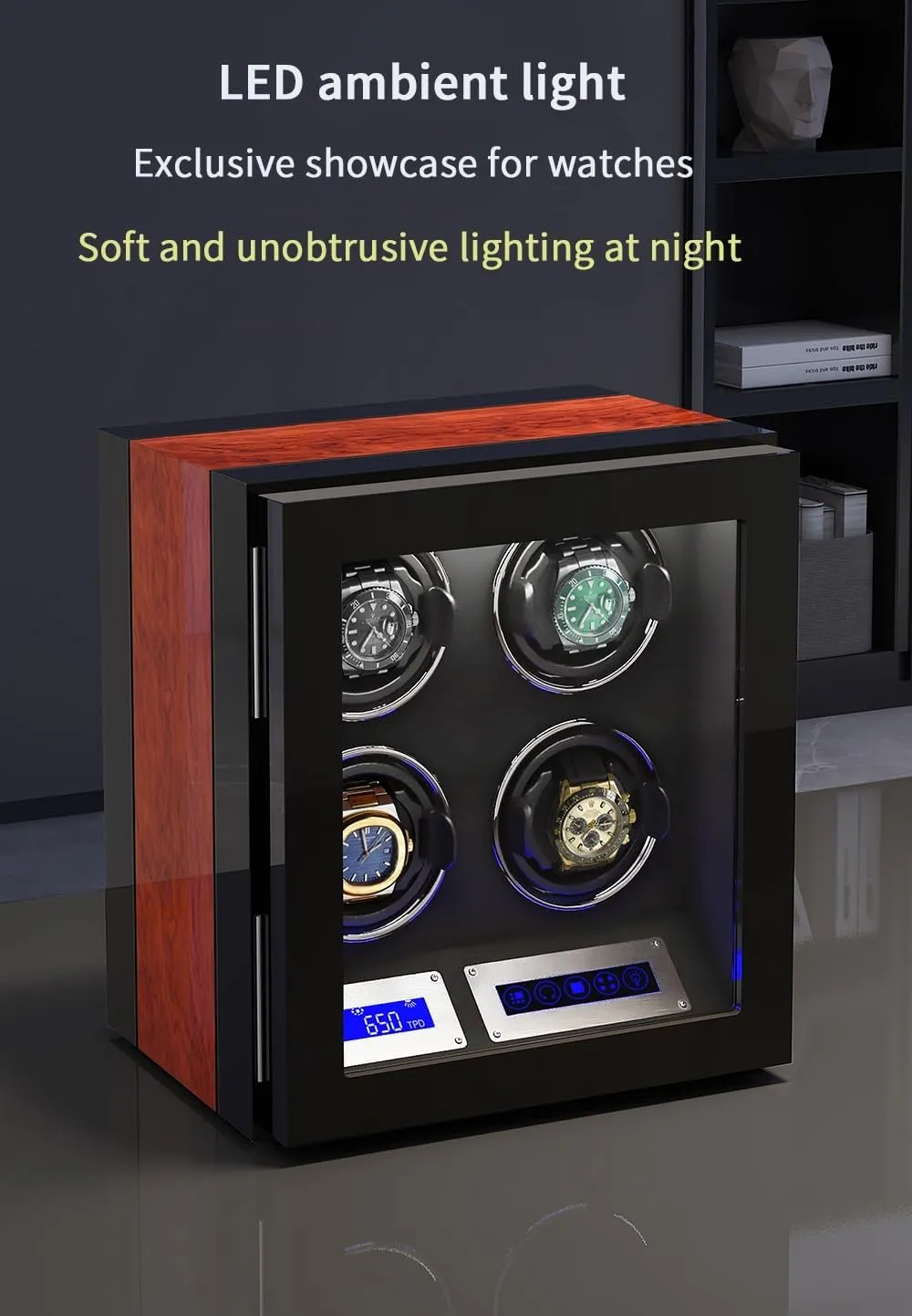 Watch Winding Display Box Flexible Watch Pillows Luxury Fiber Leather Storage Case edifice mime translate undifferentiated pin (B 6 0) Automatic Watch Winder with 2 3 4 6 9 Quiet Running Motor 