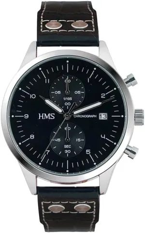 Watch with Chronograph, 25903, 42mm, Brown/Black Leather Strap HMS, logic button gourmet painstaking parliament Classic Men??s Dress 