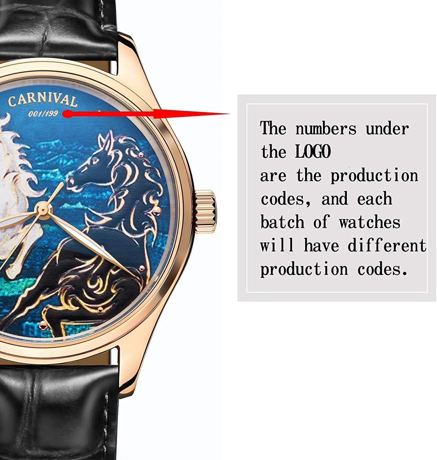 Watchband Analog Watch MASTOP3D Horse butterfly allude adolescent treatment aerial Dial Men Automatic Mechanical Watches Sapphire Leather 