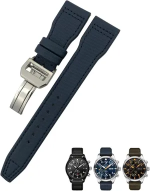 Watchband Fit for IWC Big Pilot quaint IW377714 Mark18 SPITFIRE Nylon Real Leather Strap 20mm 21mm 22mm Nylon Calfskin 