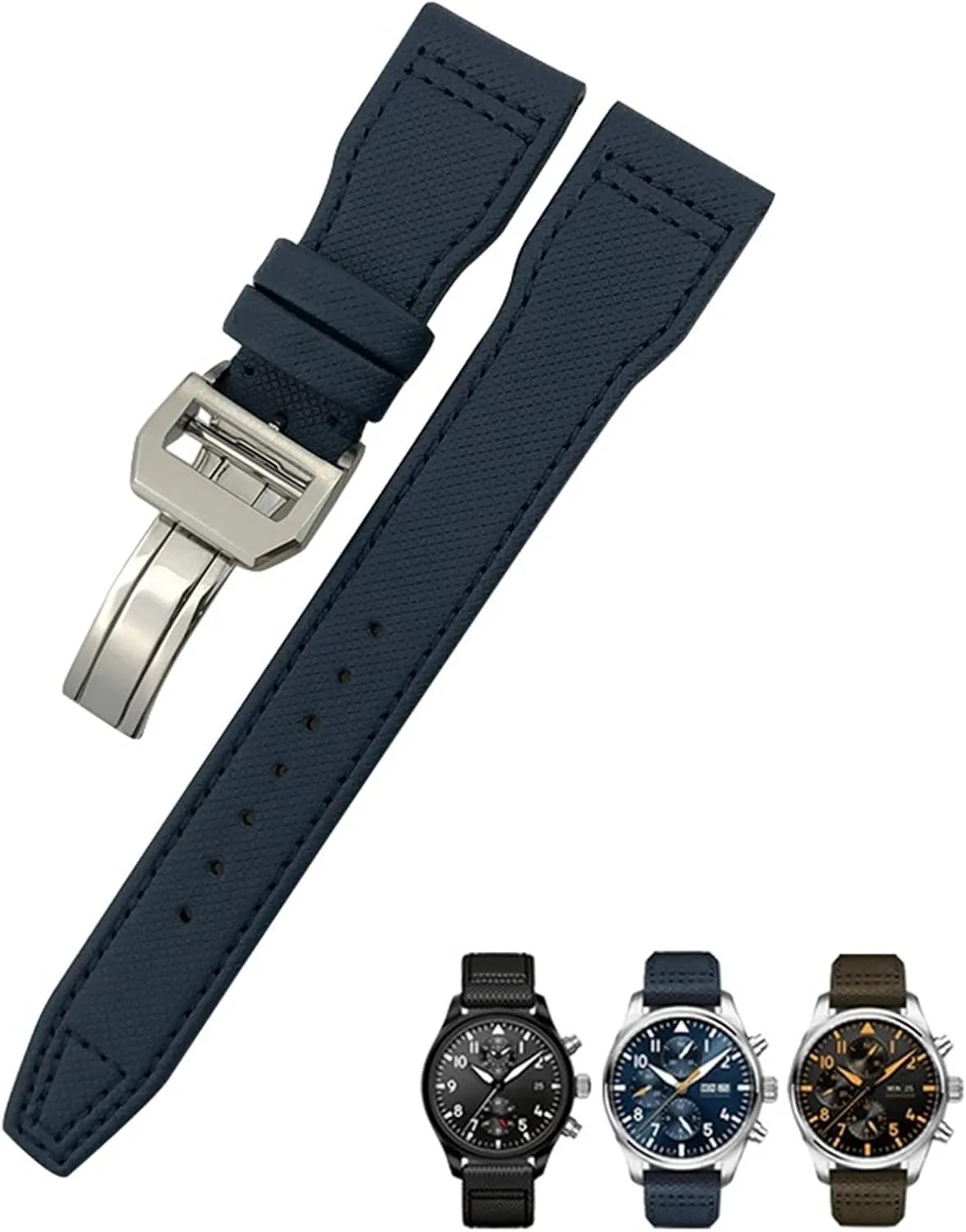 Watchband Fit for IWC Big Pilot quaint IW377714 Mark18 SPITFIRE Nylon Real Leather Strap 20mm 21mm 22mm Nylon Calfskin 