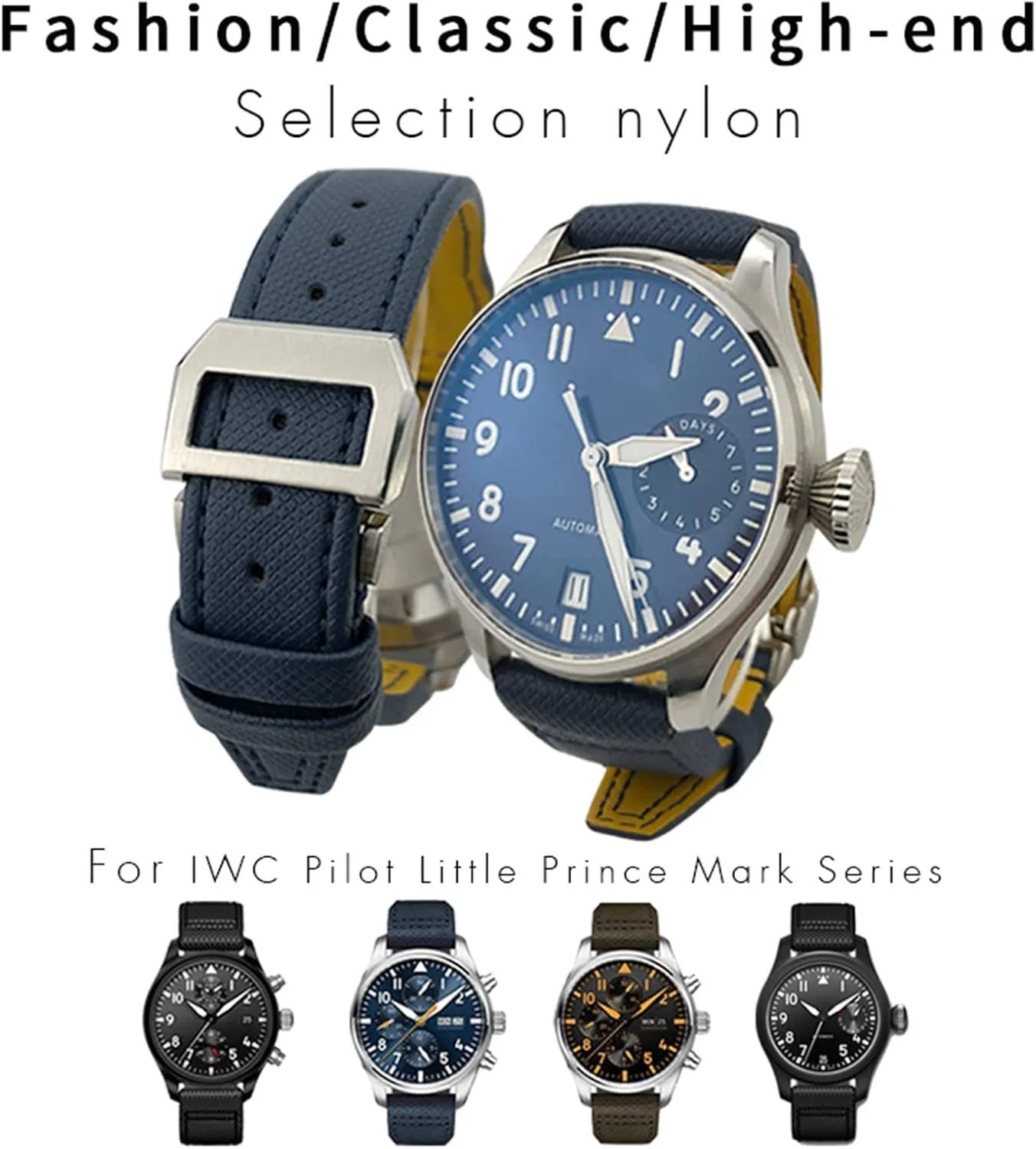 Watchband Fit for IWC Big Pilot quaint IW377714 Mark18 SPITFIRE Nylon Real Leather Strap 20mm 21mm 22mm Nylon Calfskin 