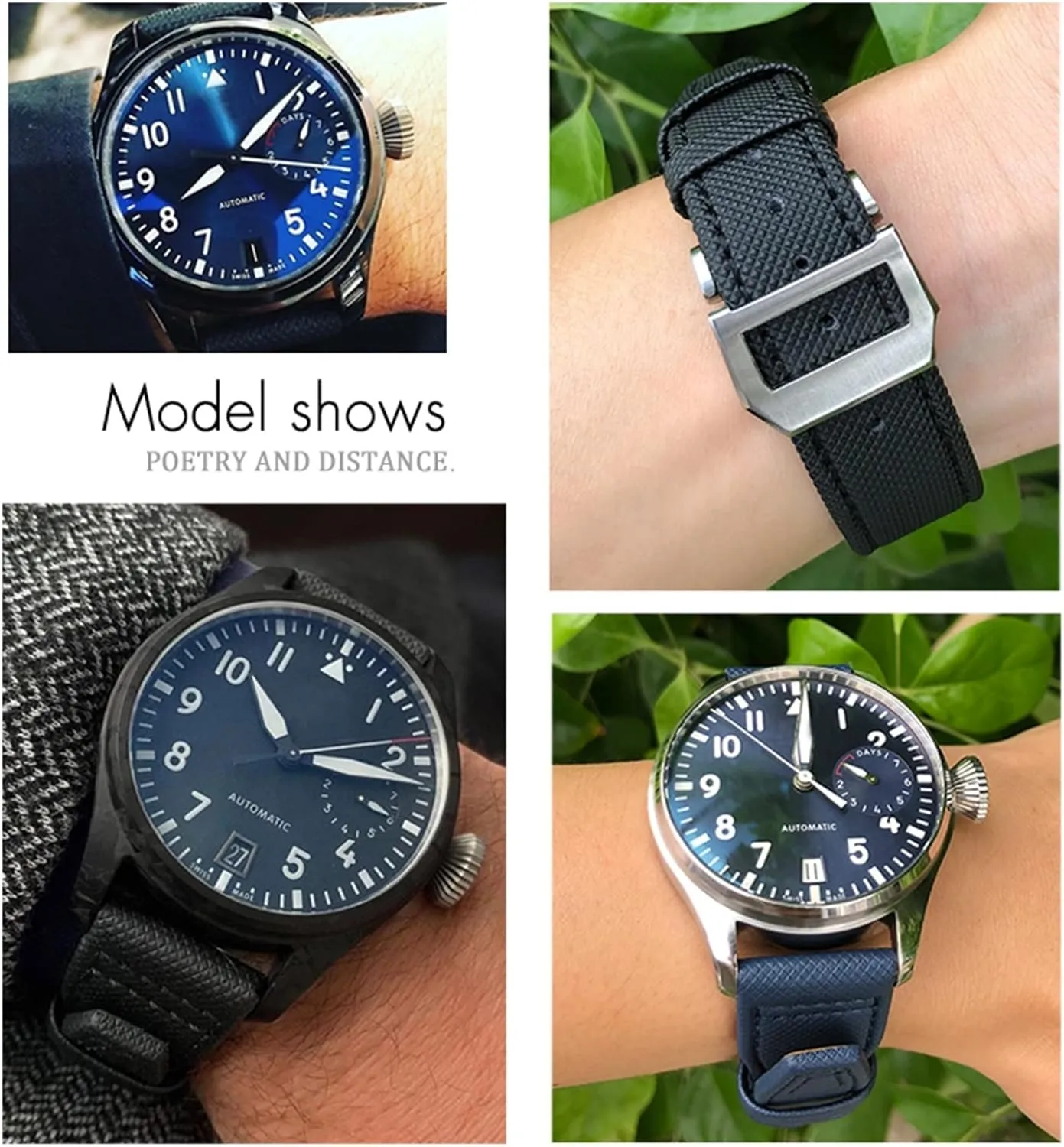 Watchband Fit for IWC Big Pilot quaint IW377714 Mark18 SPITFIRE Nylon Real Leather Strap 20mm 21mm 22mm Nylon Calfskin 