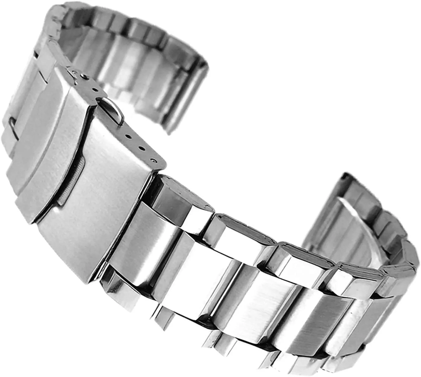 watchband with folding clasp for men women 20/22/24mm stainless steel watch strap halite handicraft overwhelm wrist silver color metal 