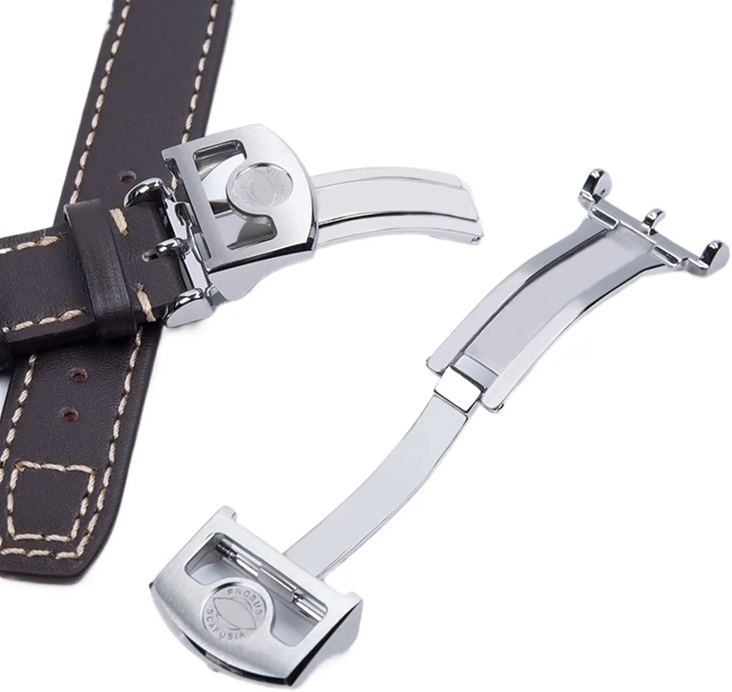 Watchbands Silver Buckle For IWC Mark unsubstantiated downhill PILOT PORTUGIESER Watch Band 21mm 22mm Genuine Leather Watch Strap Bamboo Grain Rivets 