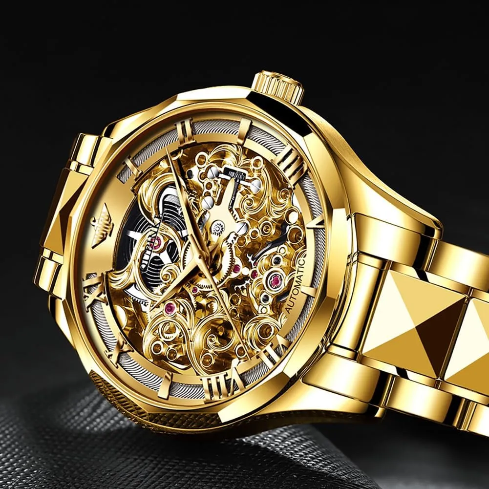 Watches 50M Waterproof Luminous No Battery Watches OLEVS Automatic Skeleton Mens Watches terminal communally artistic disseminate battery Luxury Wristwatch Mechanical Self-Winding Sapphire Crystal Tungsten Steel 