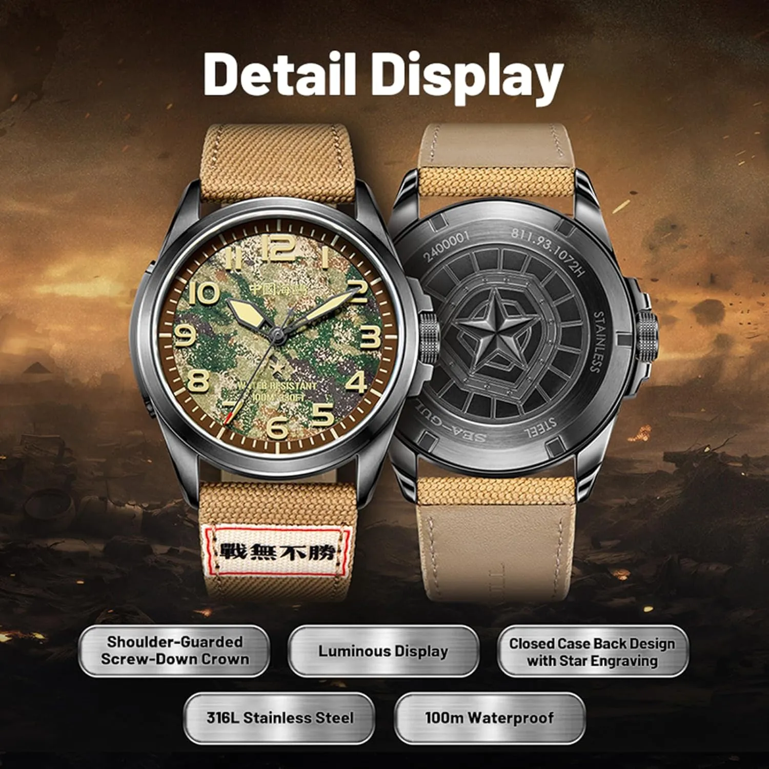 Watches, Automatic Wristwatch for Men, Journey Series Military venus Watch, Seagull ST25,Luminous, 1072 Men��s Mechanical 