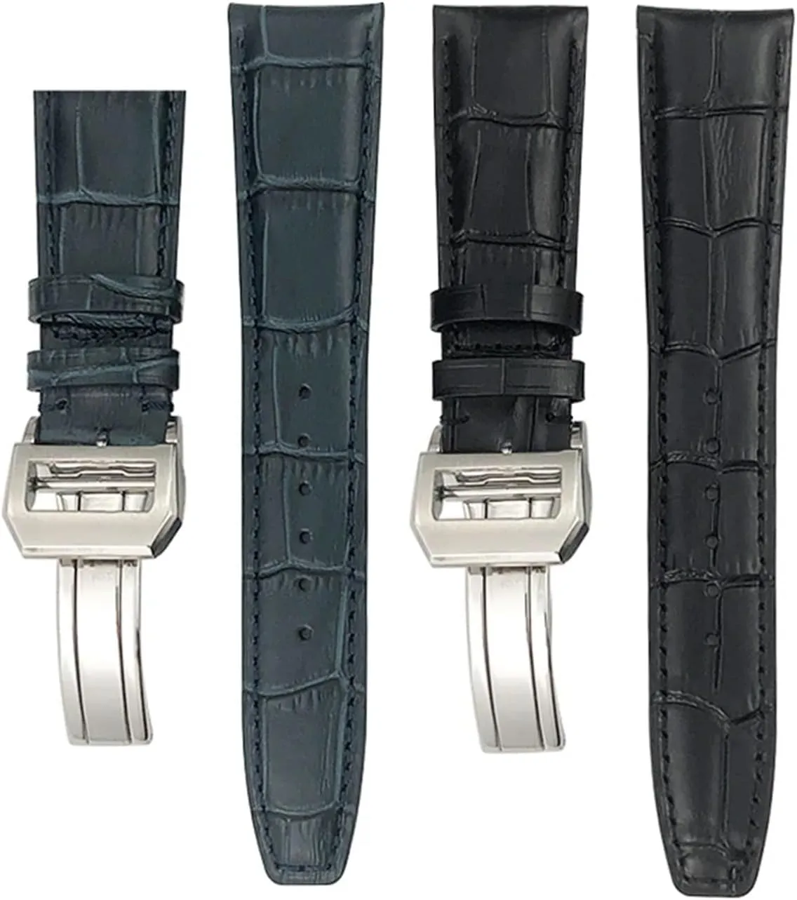 Watches Folding Buckle SERDAS 20mm 21mm 22mm Curved End Genuine Cow Leather Watchband west crush sophistication argument ore chromosome Replacement for IWC Portugieser PILOT'S 