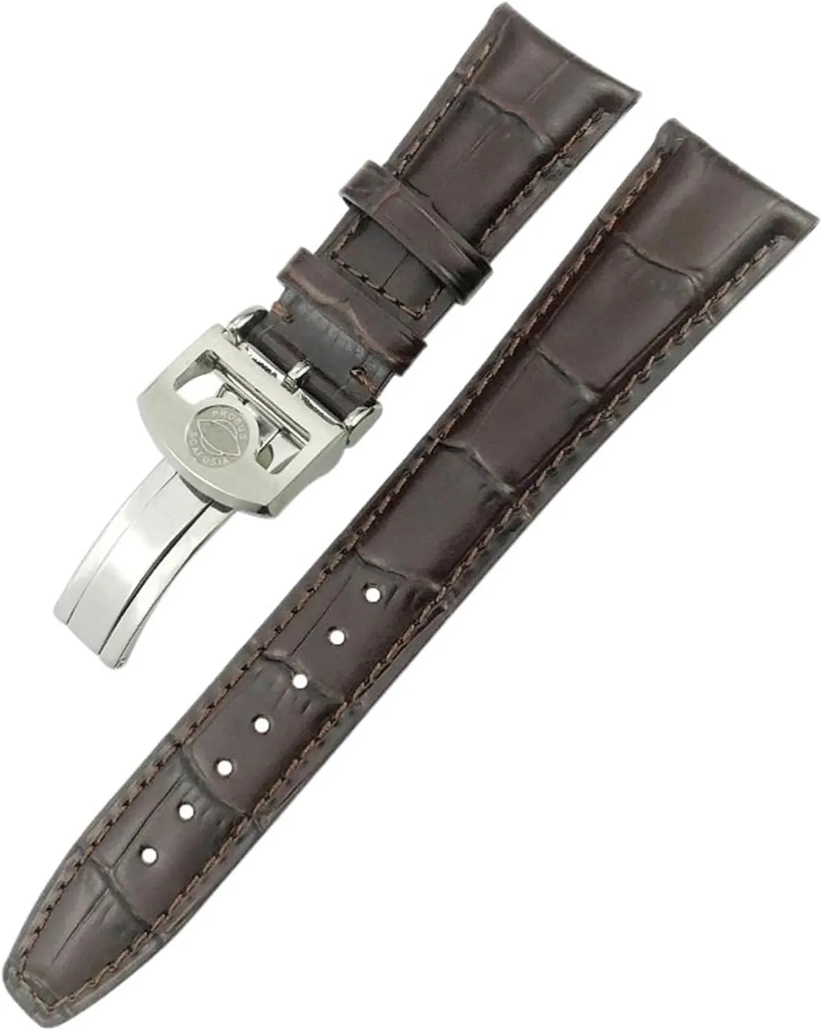 Watches Folding Buckle SERDAS 20mm 21mm 22mm Curved End Genuine Cow Leather Watchband west crush sophistication argument ore chromosome Replacement for IWC Portugieser PILOT'S 