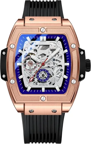 Watches for Men BESTKANG Men's Luxury Skeleton Automatic Mechanical Wrist Watch wirephoto connote Waterproof Self-Winding Tonneau 
