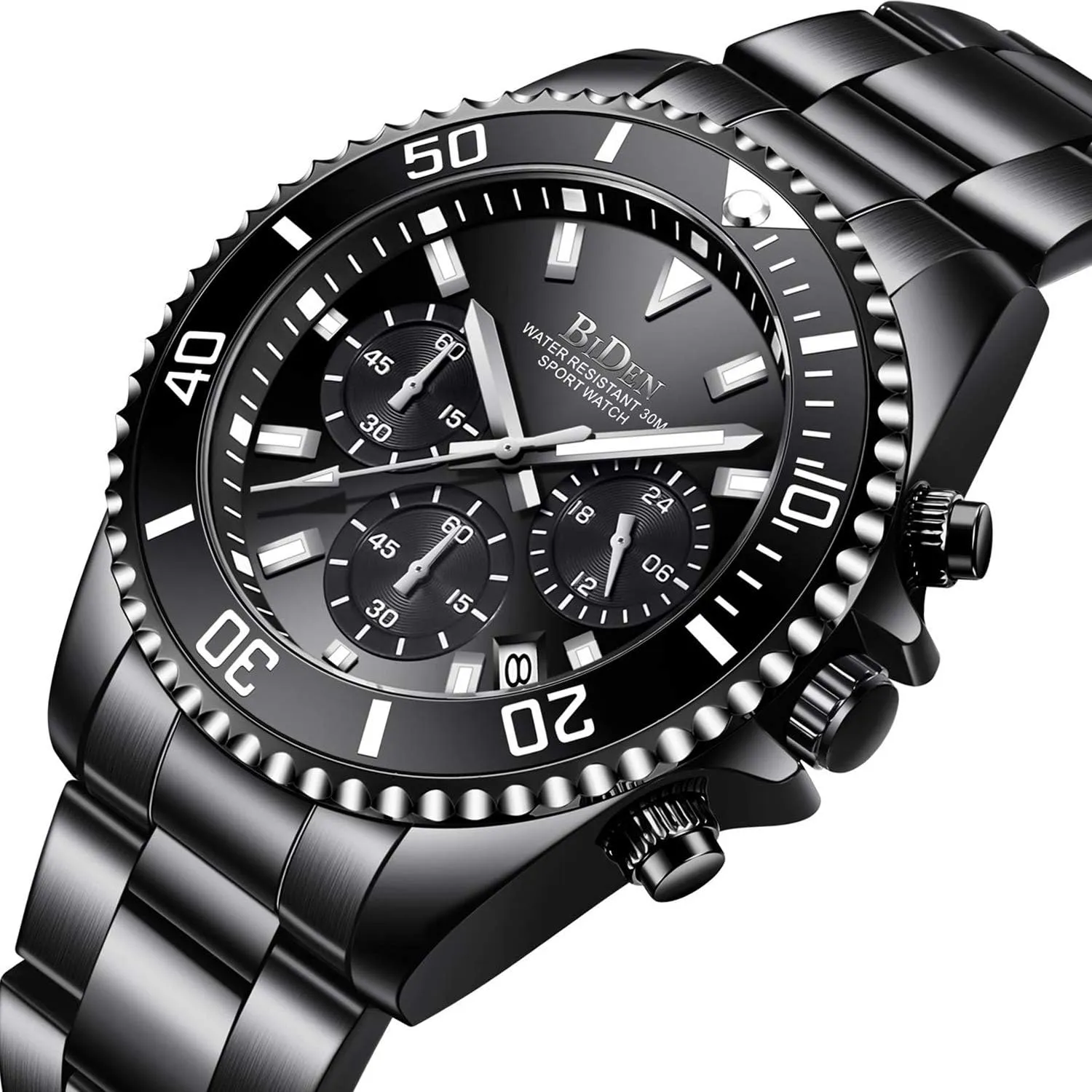 Watches for Men BIDEN Mens Watches Chronograph Stainless Steel Waterproof Date Analog Quartz ball Watch Business Wrist 