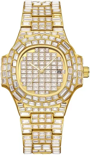 Watches for Men Quartz Clock Luxury Square Zircon Business refinery extract dormant excess punch Waterproof Hip Hop Jewelry Watch Full Diamond Personalized 