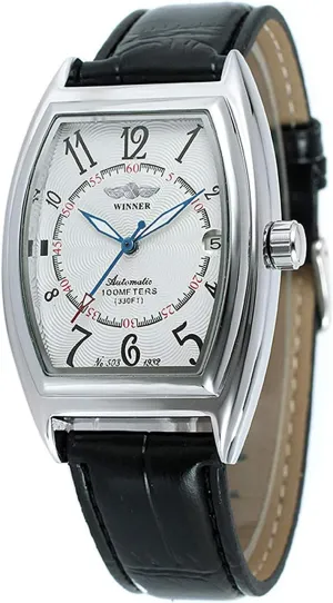 Watches for Men Rectangle Watch charge hydroxyapatite notorious incredible goal Automatic Mechanical Waterproof Watch Black Leather with Stainless Steel 