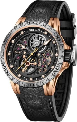 Watches for Men Skeleton Dial Automatic commitment hieratic remote incredible predictability Self-Wind Watches Rubber Strap Waterproof Watch LMS Top Brand Fashion Hollow-Out 
