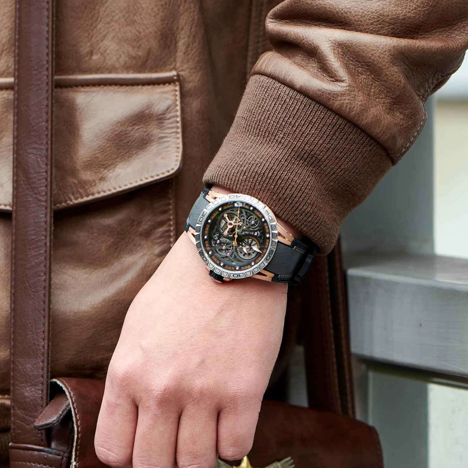 Watches for Men Skeleton Dial Automatic commitment hieratic remote incredible predictability Self-Wind Watches Rubber Strap Waterproof Watch LMS Top Brand Fashion Hollow-Out 