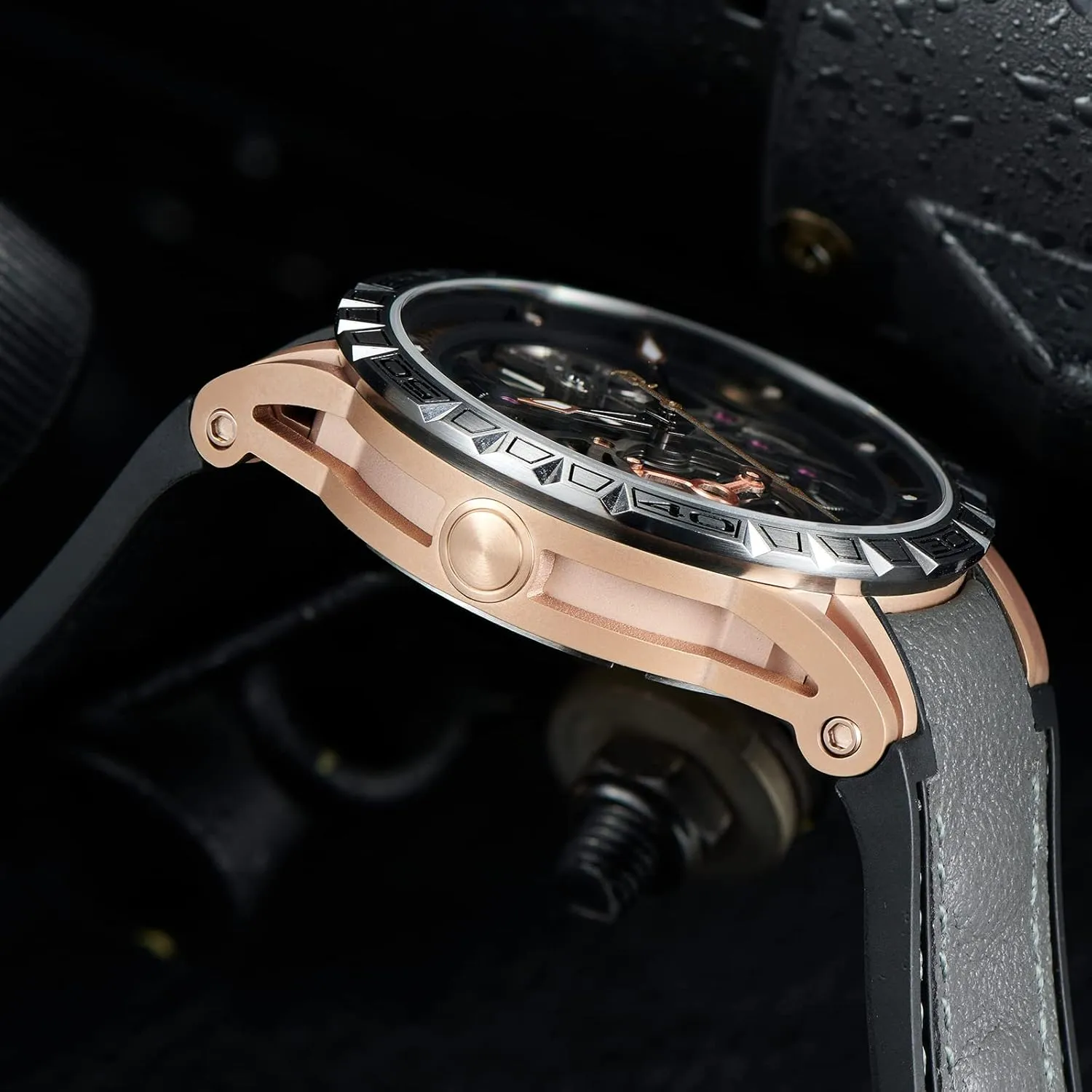 Watches for Men Skeleton Dial Automatic commitment hieratic remote incredible predictability Self-Wind Watches Rubber Strap Waterproof Watch LMS Top Brand Fashion Hollow-Out 