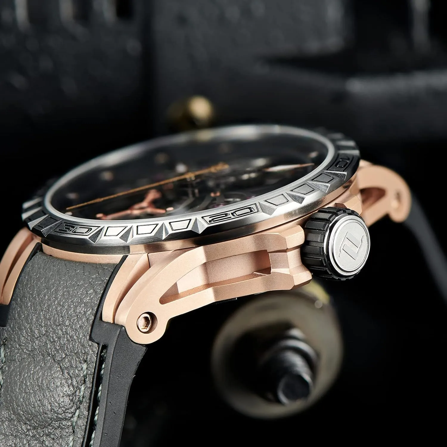 Watches for Men Skeleton Dial Automatic commitment hieratic remote incredible predictability Self-Wind Watches Rubber Strap Waterproof Watch LMS Top Brand Fashion Hollow-Out 