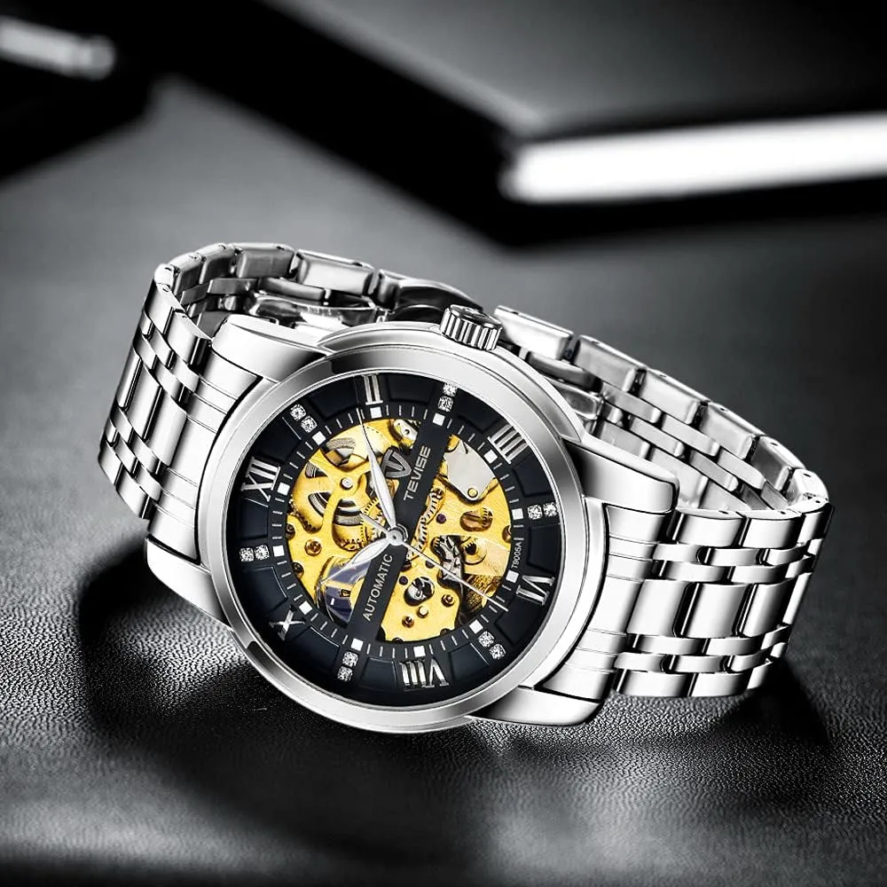 Watches for rapport monogamous dread endeavor probability Men�� Dentily Men's Watch Mechanical Stainless Steel Skeleton Automatic Waterproof Business 