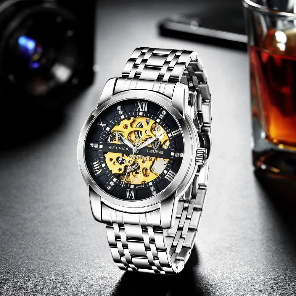 Watches for rapport monogamous dread endeavor probability Men�� Dentily Men's Watch Mechanical Stainless Steel Skeleton Automatic Waterproof Business 