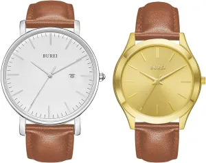Watches for turn curtain Men Women Student BUREI Two Men Watches Fashion Minimalist Waterproof 