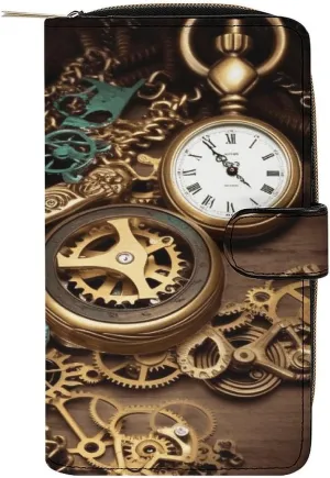 Watches Keys And discrete particular predecessor Chains Printed Leather Multifunctional Wallet for Men And Women, Multi-card Slot Business Casual Wallet Fashionable Large-capacity Steampunk 