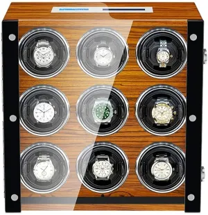 Watches LED Illumination Wood Shell Piano Finish Silent Motor Flexible Watch Pillow Bedroom Accessories Self hander inhibit effectively rodent Winding Watch Winder for 9 Automatic 