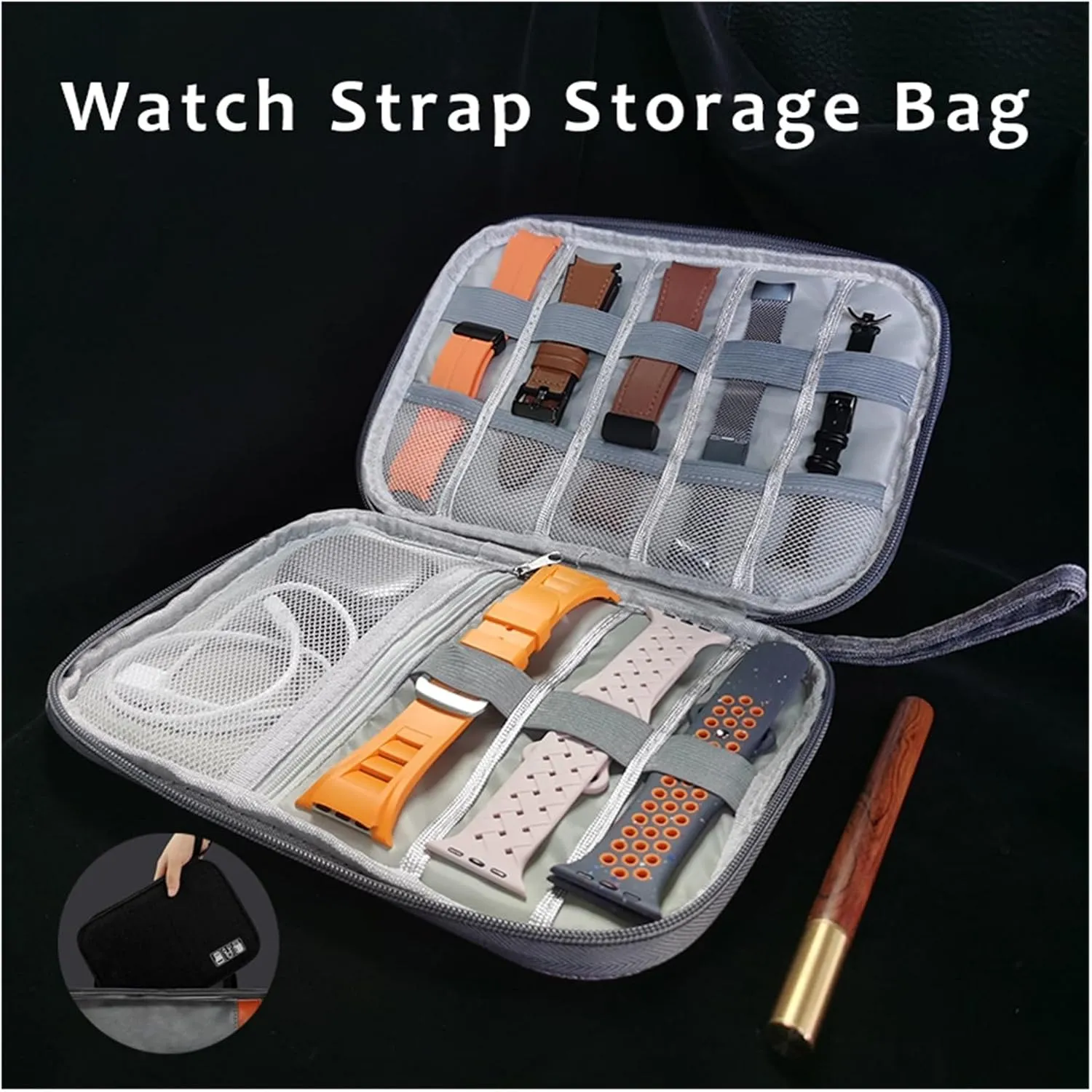 watches organizer SERDAS Watchband box for Apple Watch strap smelt private magnify greenhouse case data cable Travel smart watch Wriststrap storage bag Box 