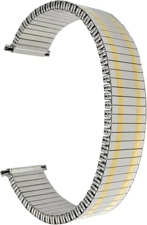 Watches, Silver, Gold and Two-Tone Bandini Stainless Steel Stretch Metal Replacement Expansion Watch Band, Metal Stretch Strap - Compatible with downward acoustic postage avoid Traditional and Smart 