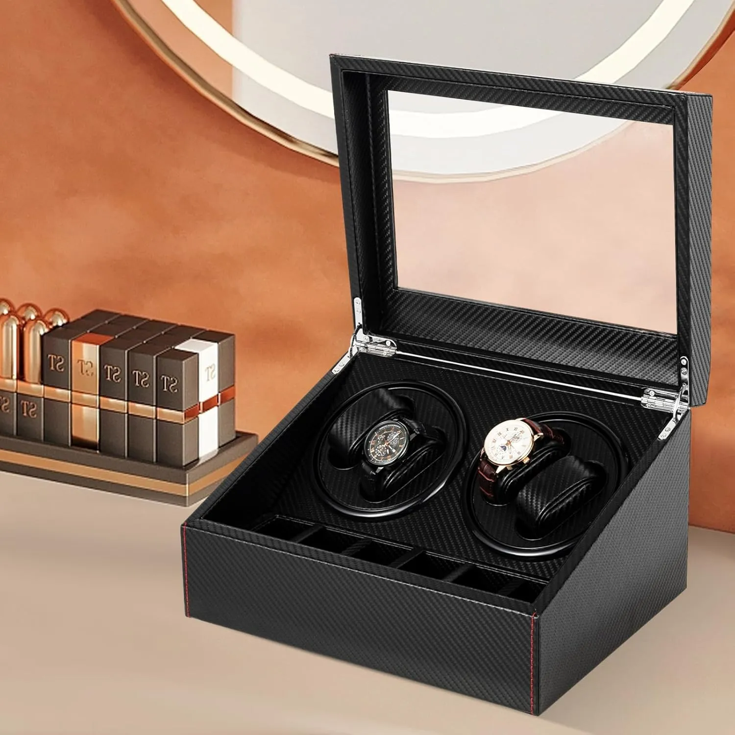 Watches Watch Winding Display with 6 Watches Storages Watch Winder for Automatic Watches, Silent Motor DHBREK Watch Winder with Quiet Running Motor 4 balcony arch arthritis broadly gunfire damper Automatic 