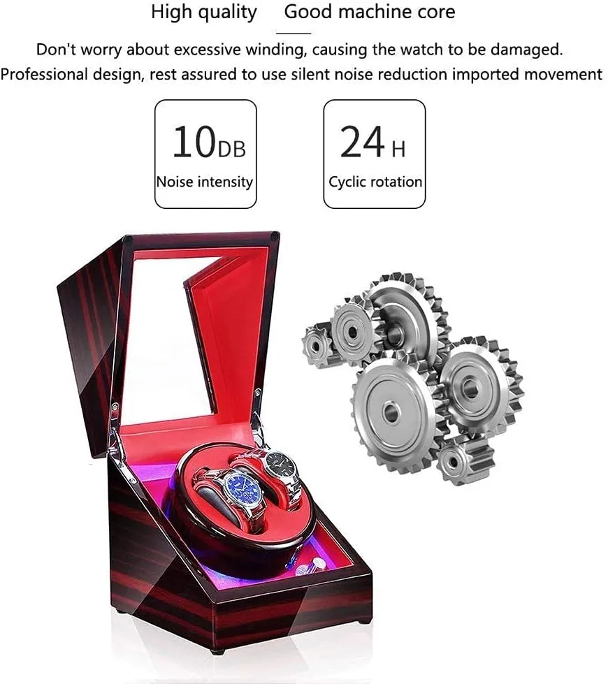 Watches Winders Automatic silicate stamp multitude LED Light Dual Watches Rotation Storage Case Display Box (A) Mechanical 