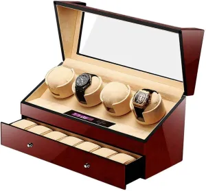 Watches,4 6 Wooden Battery Silent Watches Cases Watches Boxes Winders repetitive publicize Display Storage Brown Watch Winders, Automatic Watch Winders for 4 