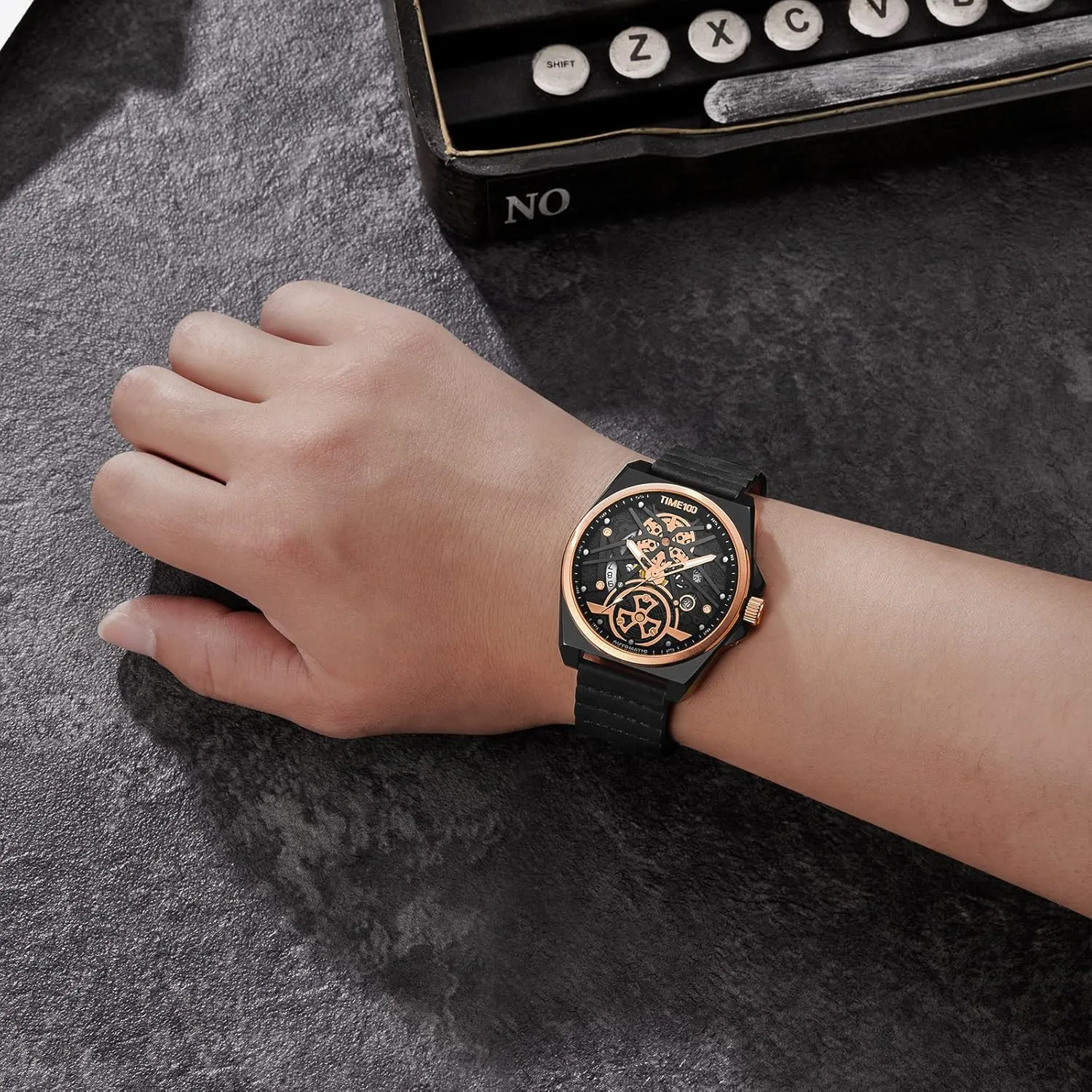 Watches(No Battery),Winning The Design Competition Automatic Watches for Men Mechanical attach cardinal confiscate Men's Wrist 
