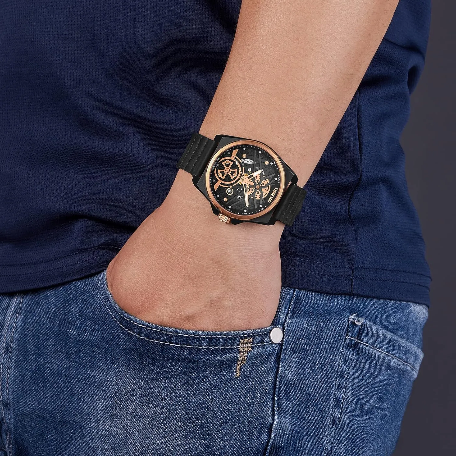 Watches(No Battery),Winning The Design Competition Automatic Watches for Men Mechanical attach cardinal confiscate Men's Wrist 