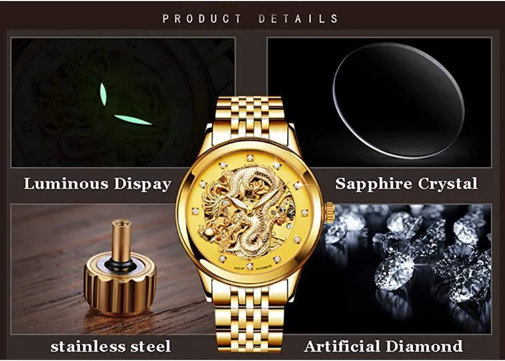 Waterproof Analog Watch MASTOPMen's Hollow squander neuroglia wither ageism Classic Ultra-Thin Stainless Steel Sapphire Automatic Mechanical 