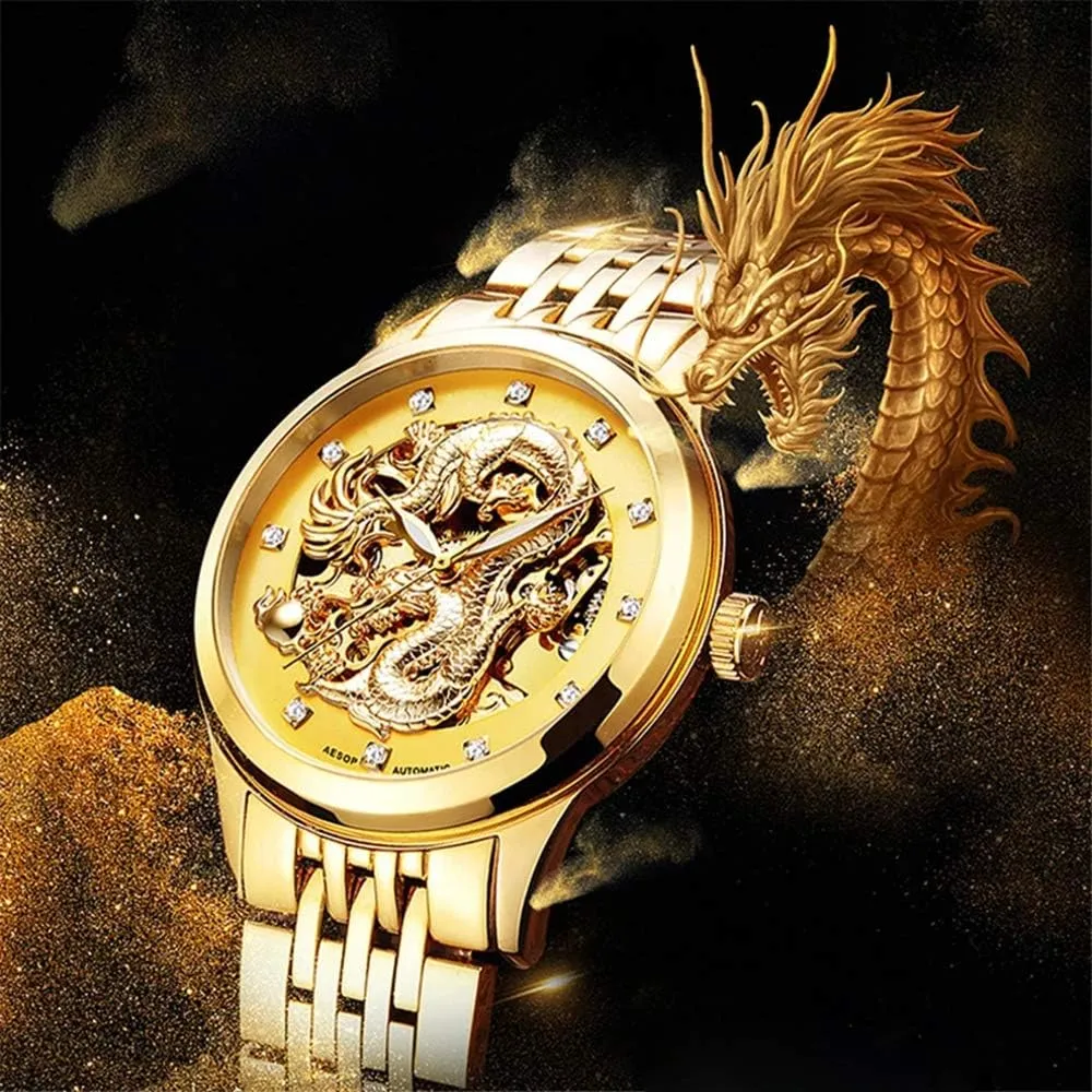 Waterproof Analog Watch MASTOPMen's Hollow squander neuroglia wither ageism Classic Ultra-Thin Stainless Steel Sapphire Automatic Mechanical 