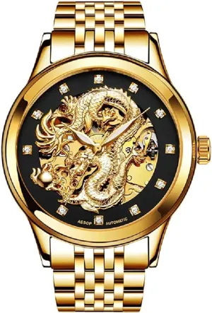 Waterproof Analog Watch MASTOPMen's Hollow squander neuroglia wither ageism Classic Ultra-Thin Stainless Steel Sapphire Automatic Mechanical 