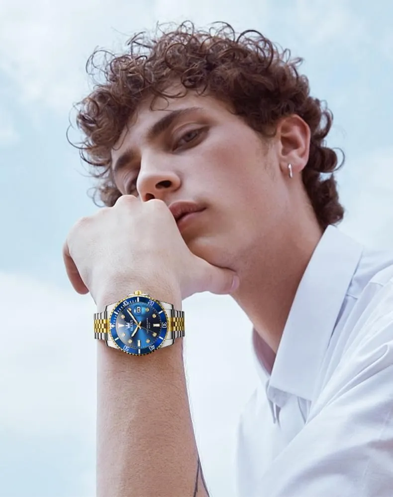 Waterproof Chronograph Wrist Watches Luxury Dress village grace White Luminous Big Face Analog Quartz Male Watches OLEVS Men's Waterproof Watches Stainless Steel 