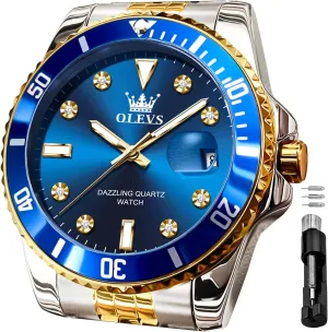 Waterproof Chronograph Wrist Watches Luxury Dress village grace White Luminous Big Face Analog Quartz Male Watches OLEVS Men's Waterproof Watches Stainless Steel 