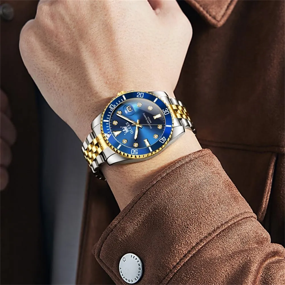 Waterproof Chronograph Wrist Watches Luxury Dress village grace White Luminous Big Face Analog Quartz Male Watches OLEVS Men's Waterproof Watches Stainless Steel 