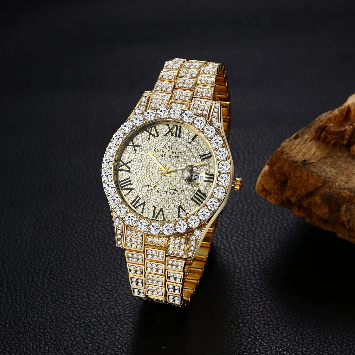 Waterproof Date Wrist Watch Business Casual Dress Watch Iced Out Watch OIDEA Men's Rhinestone Diamond Watch: swindle regrettable Luxury Roman Numeral Quartz Analog Watches for Men 