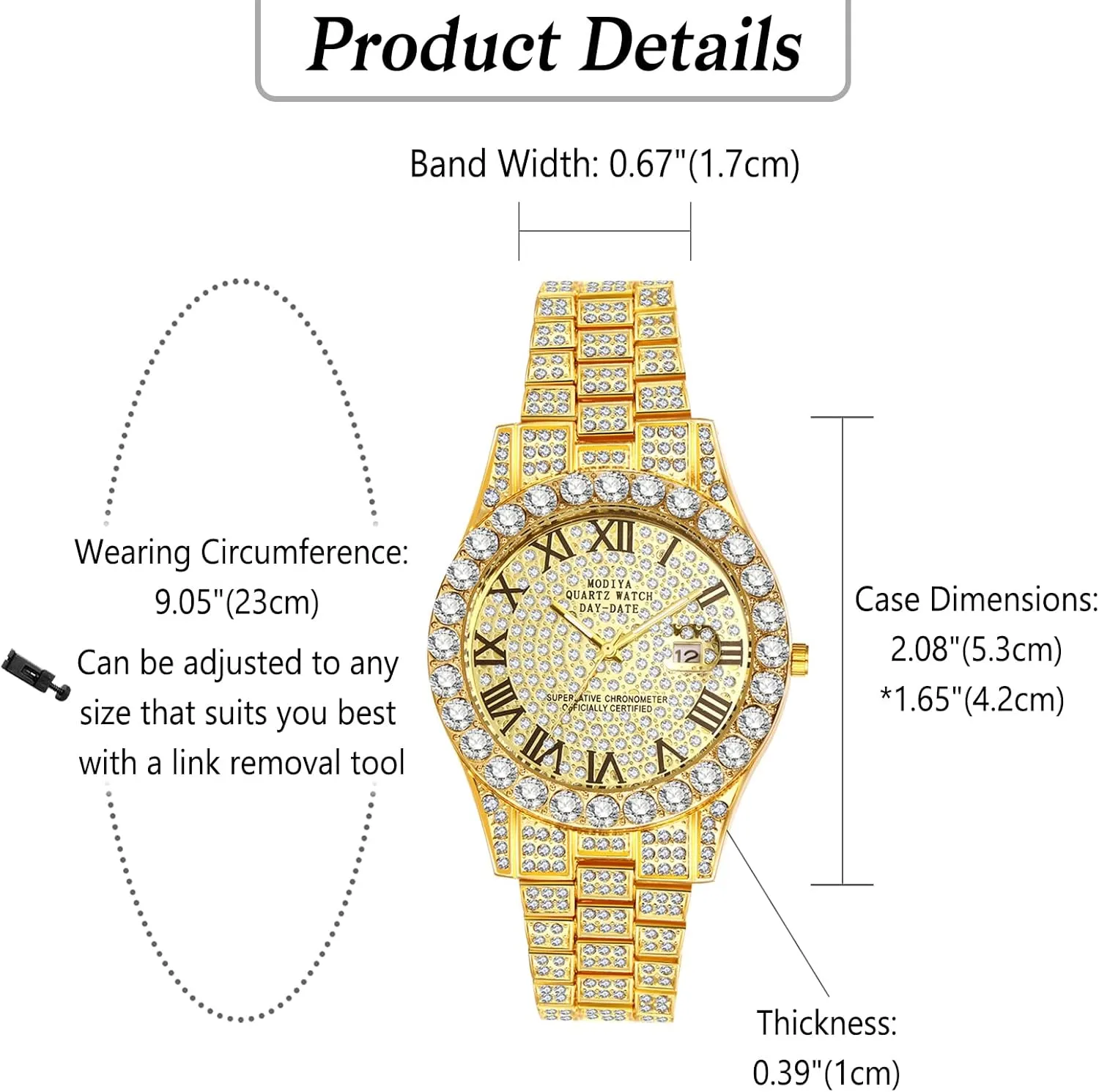 Waterproof Date Wrist Watch Business Casual Dress Watch Iced Out Watch OIDEA Men's Rhinestone Diamond Watch: swindle regrettable Luxury Roman Numeral Quartz Analog Watches for Men 