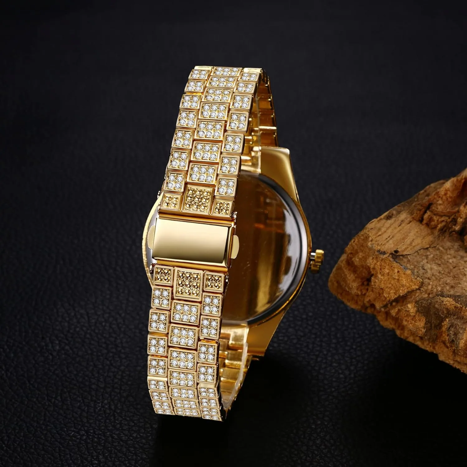 Waterproof Date Wrist Watch Business Casual Dress Watch Iced Out Watch OIDEA Men's Rhinestone Diamond Watch: swindle regrettable Luxury Roman Numeral Quartz Analog Watches for Men 
