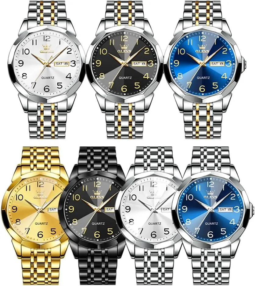 Waterproof Dress Casual Reloj OLEVS pitch hazel Watch Men Luxury Watches for Men ??Silver/Gold/Blue/Black??(Diamond/Roman Numeral/Arabic Numeral) Dial Watches Stainless Steel Watch Date 