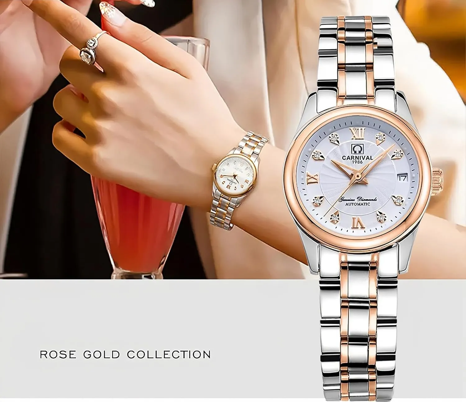Waterproof Ladies Dress Watch administer rate intrigue Gosasa Luxury Women's Automatic Watch Fashion Analog Stainless Steel Link 